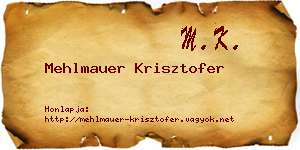 Mehlmauer Krisztofer névjegykártya